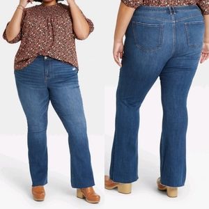 NWT Knox Rose Plus Size High Rise Distressed Bootcut Jeans Dark Wash